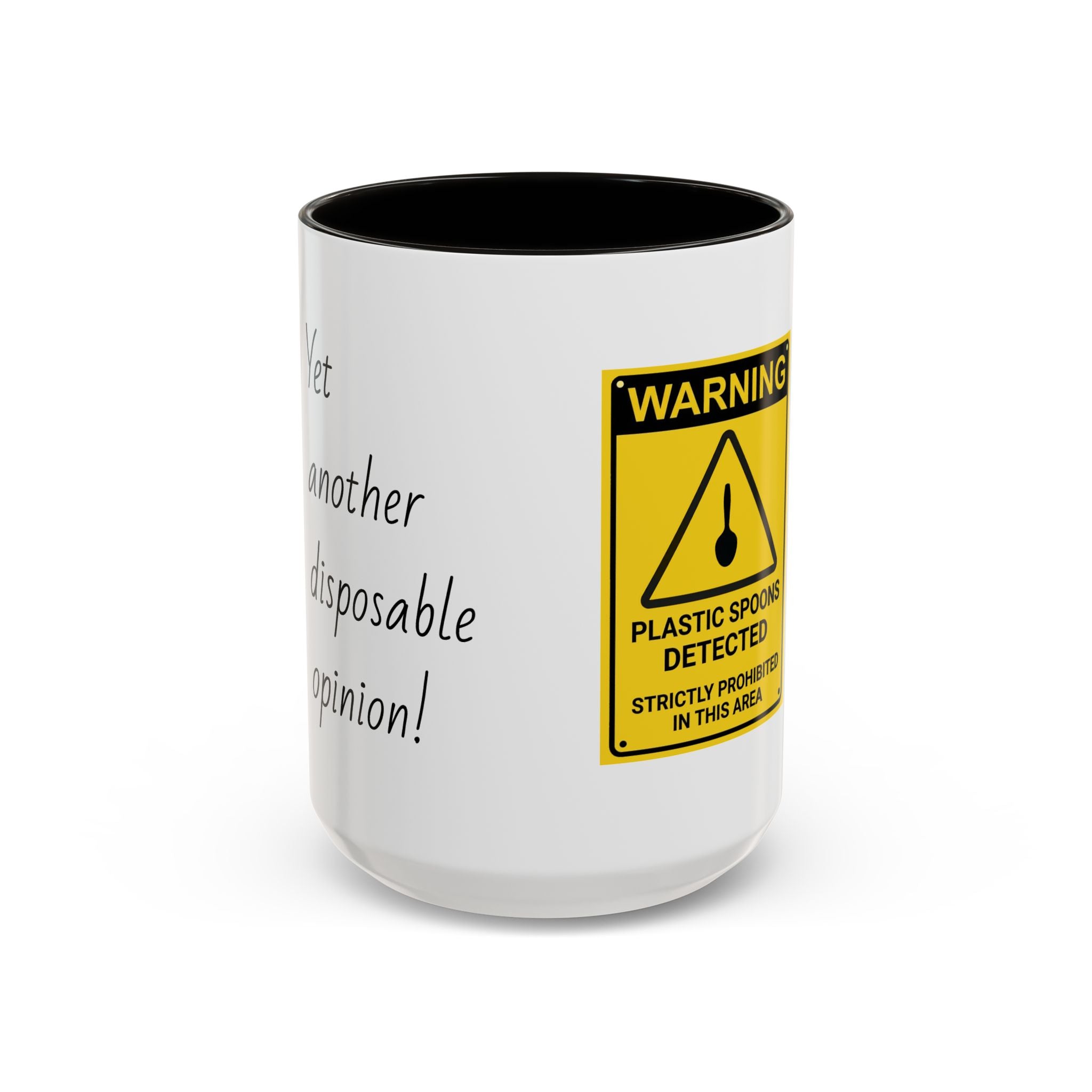 Plastic Spoons Detected Mug – Funny Internet Warning Coffee Cup