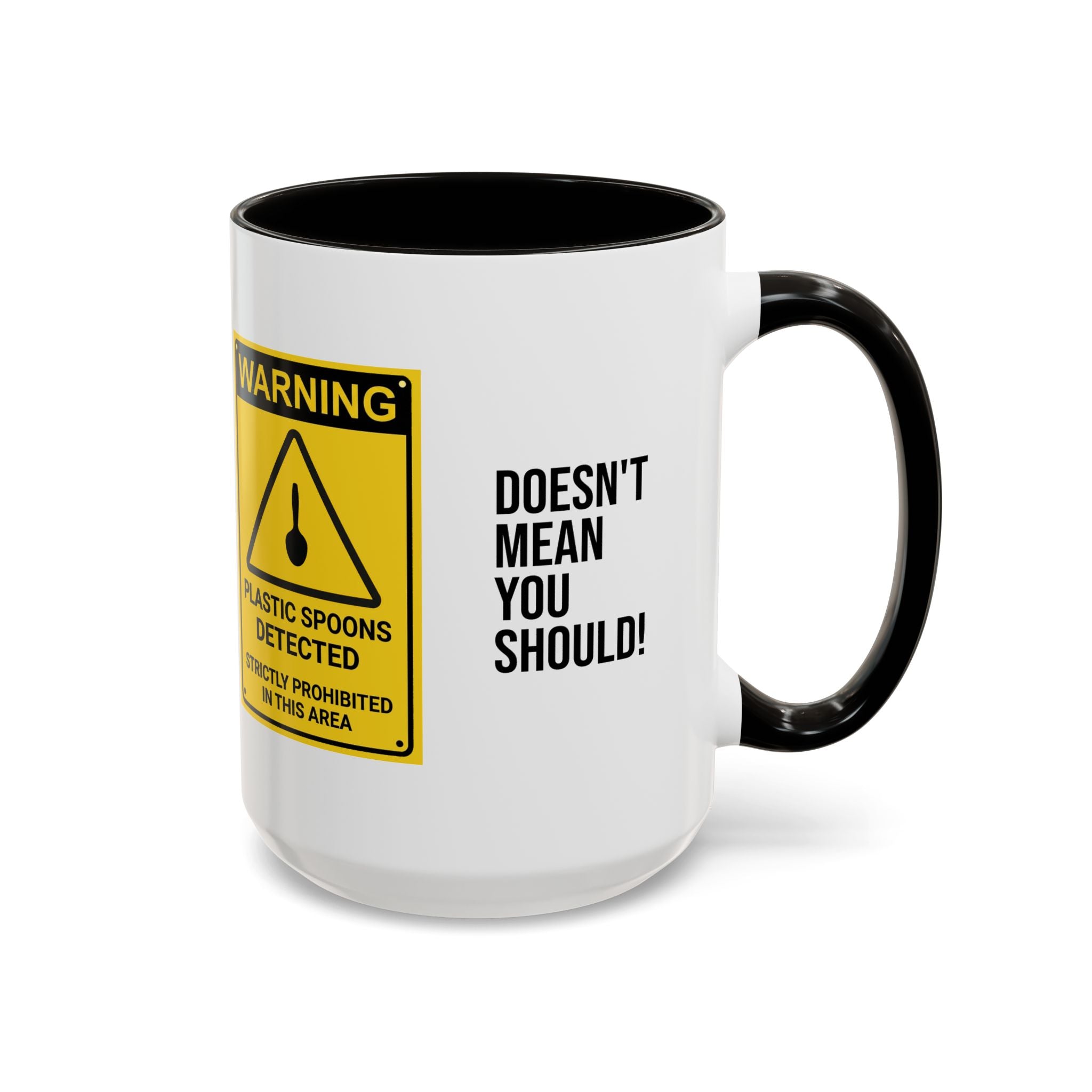 Plastic Spoons Detected Mug – Funny Internet Warning Coffee Cup