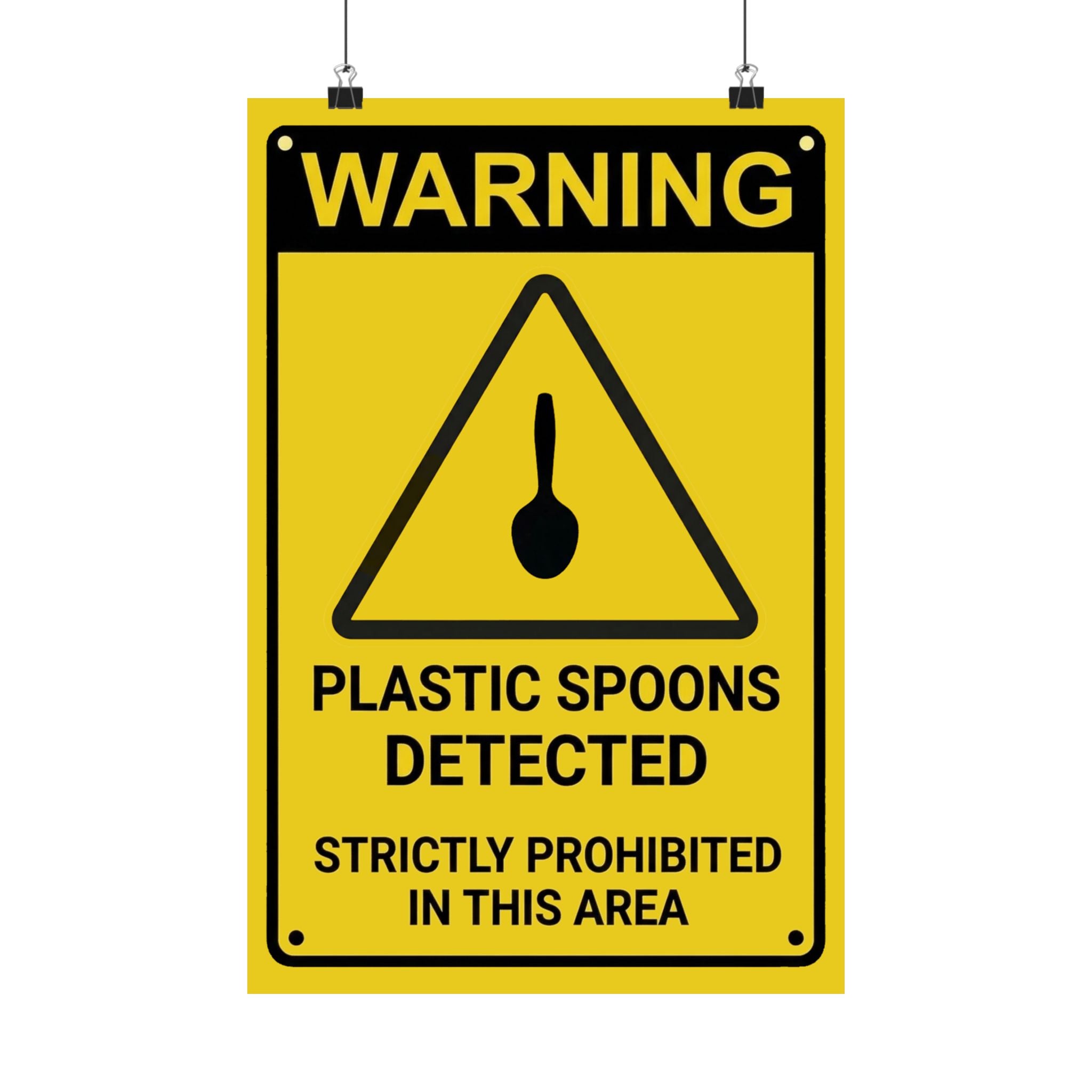 Plastic Spoons Warning Poster – Official Hazard Sign