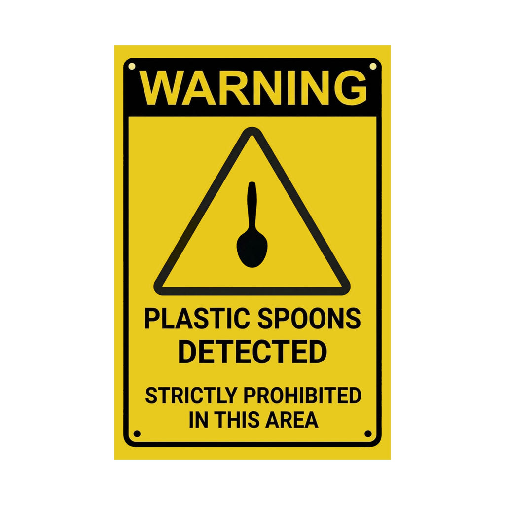 Plastic Spoons Warning Poster – Official Hazard Sign